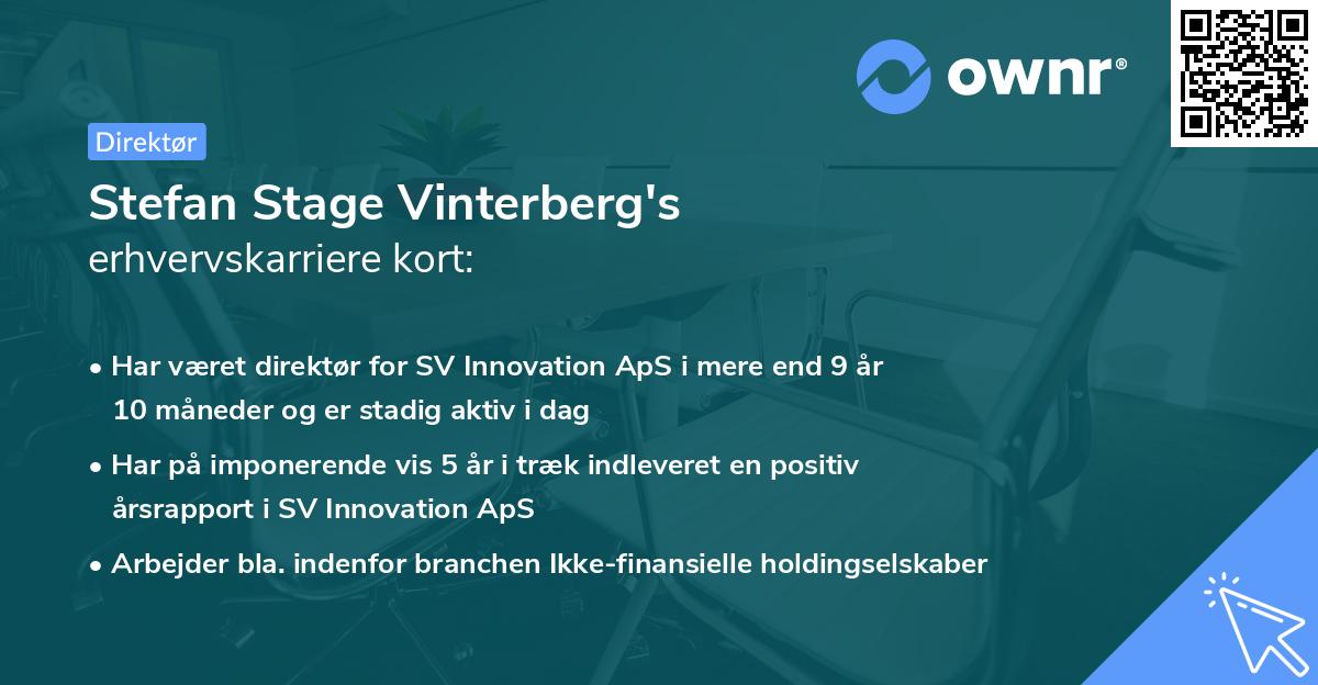Stefan Stage Vinterberg's erhvervskarriere kort