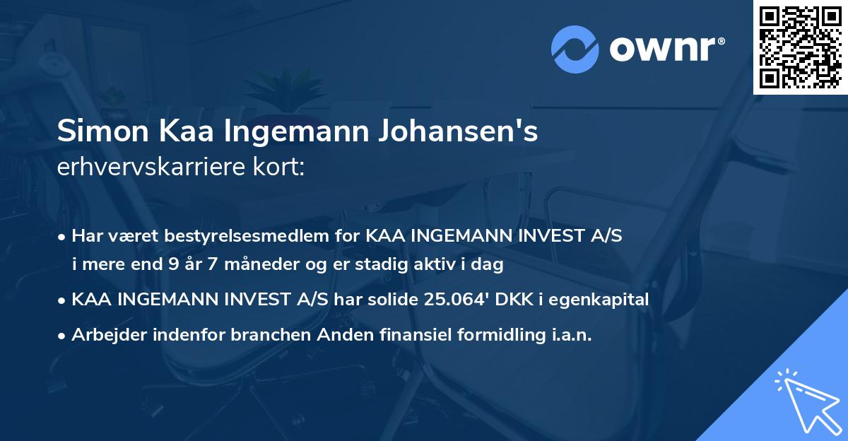 Simon Kaa Ingemann Johansen's erhvervskarriere kort