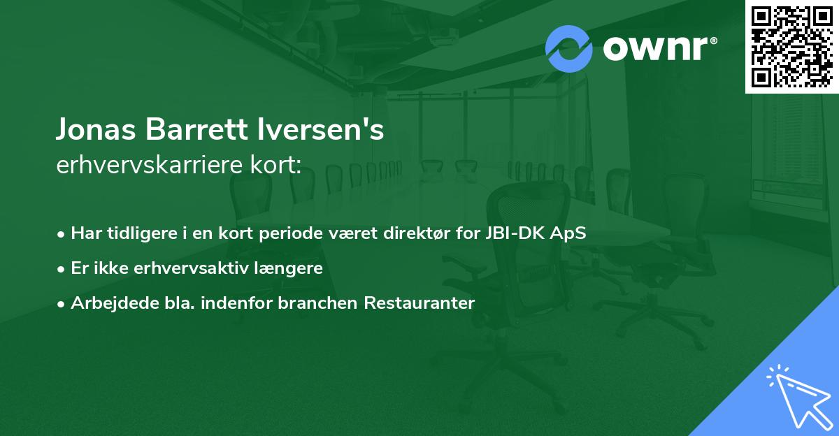 Jonas Barrett Iversen's erhvervskarriere kort