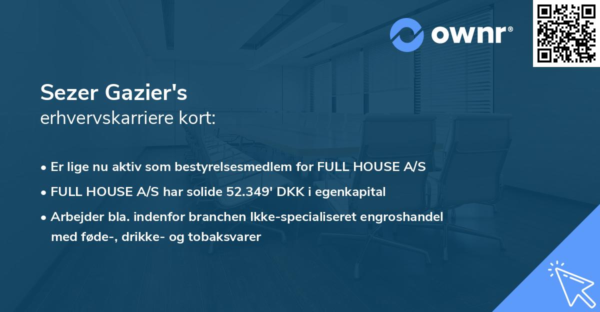 Sezer Gazier's erhvervskarriere kort