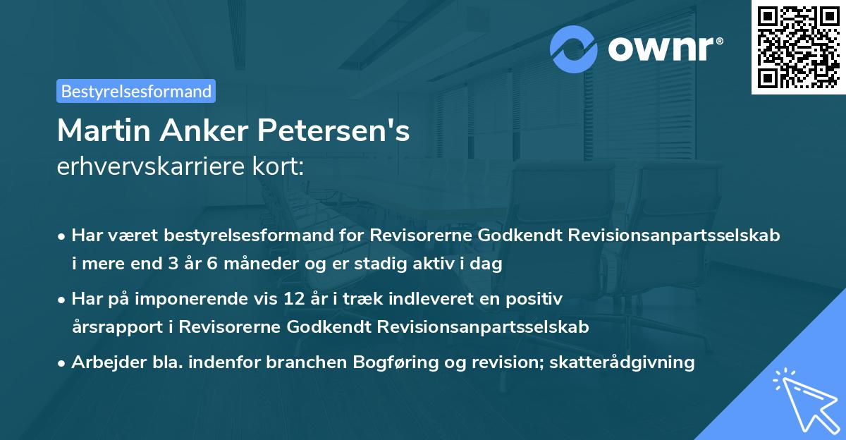 Martin Anker Petersen's erhvervskarriere kort