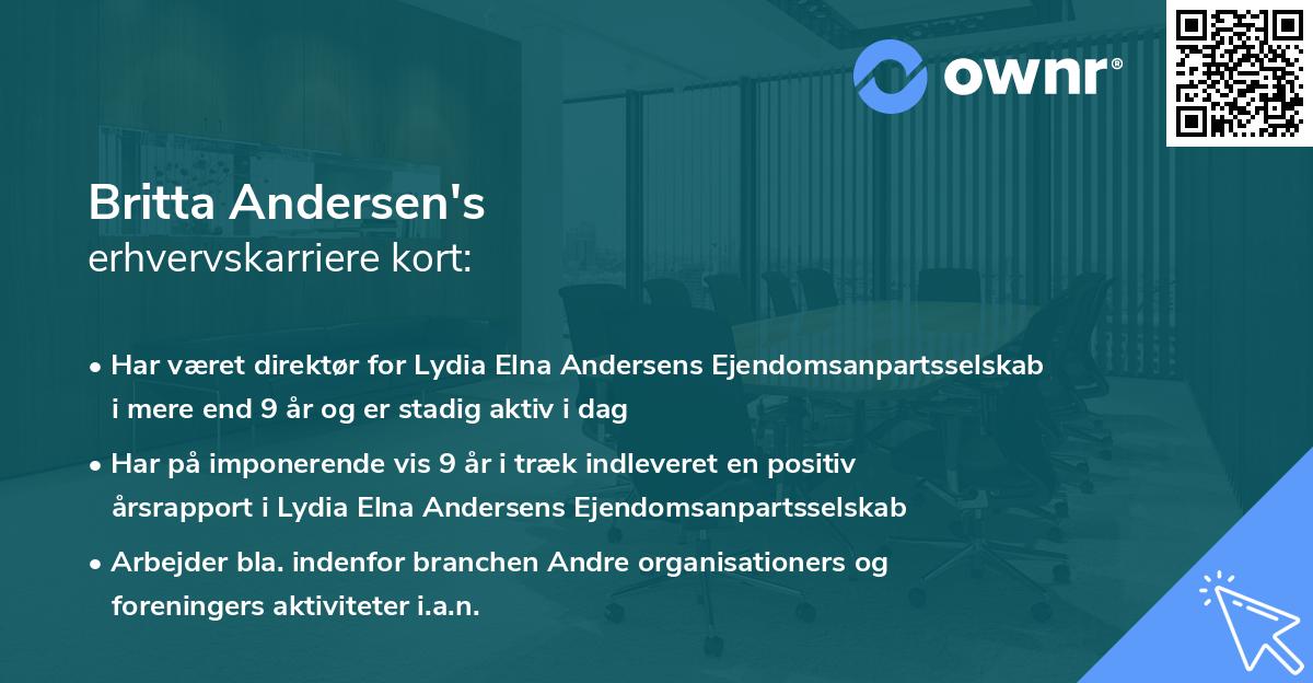 Britta Andersen's erhvervskarriere kort
