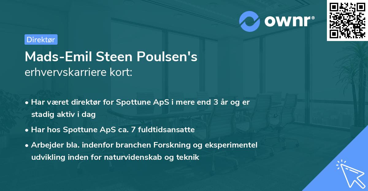 Mads-Emil Steen Poulsen's erhvervskarriere kort