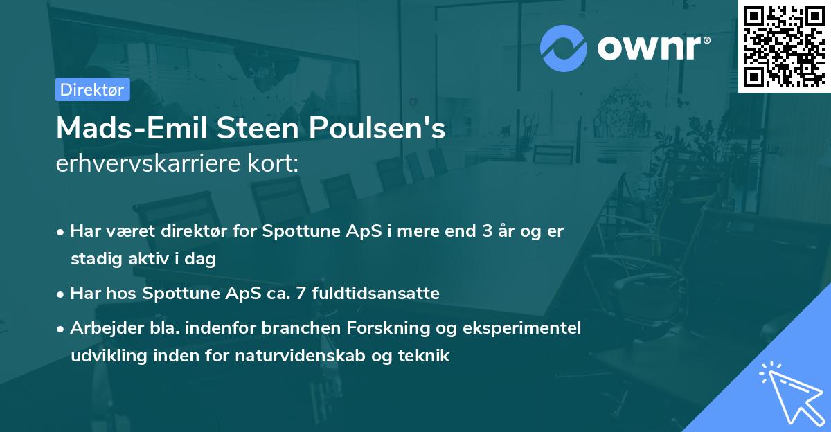 Mads-Emil Steen Poulsen's erhvervskarriere kort