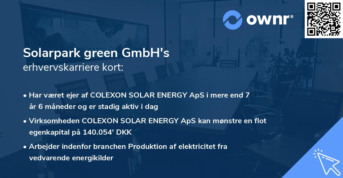 Solarpark green GmbH's erhvervskarriere kort