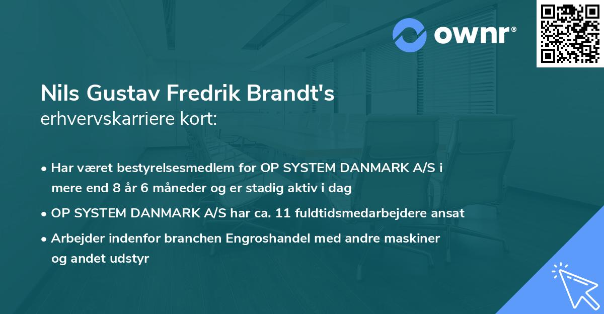 Nils Gustav Fredrik Brandt's erhvervskarriere kort