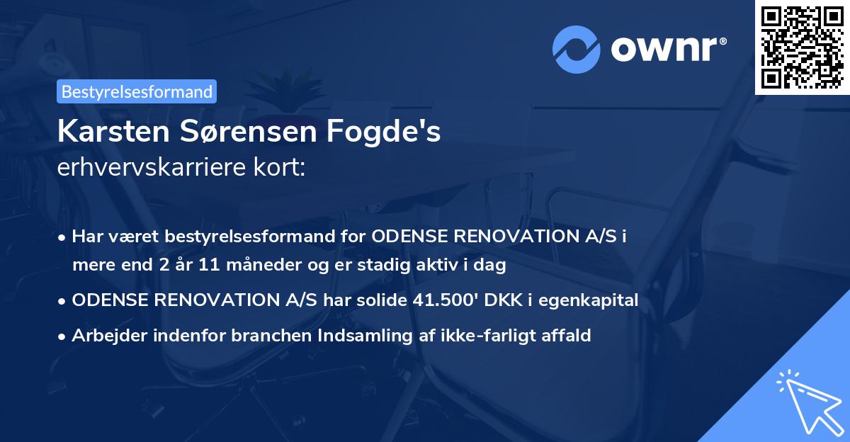 Karsten Sørensen Fogde's erhvervskarriere kort