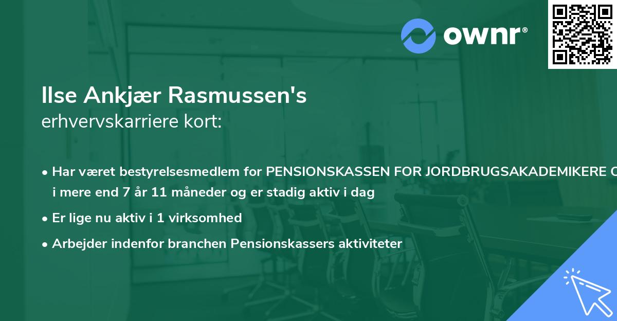 Ilse Ankjær Rasmussen's erhvervskarriere kort