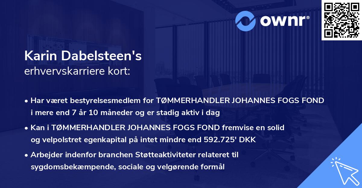 Karin Dabelsteen's erhvervskarriere kort