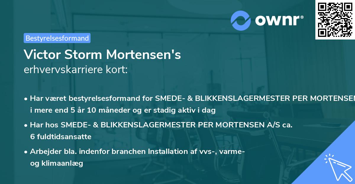 Victor Storm Mortensen's erhvervskarriere kort