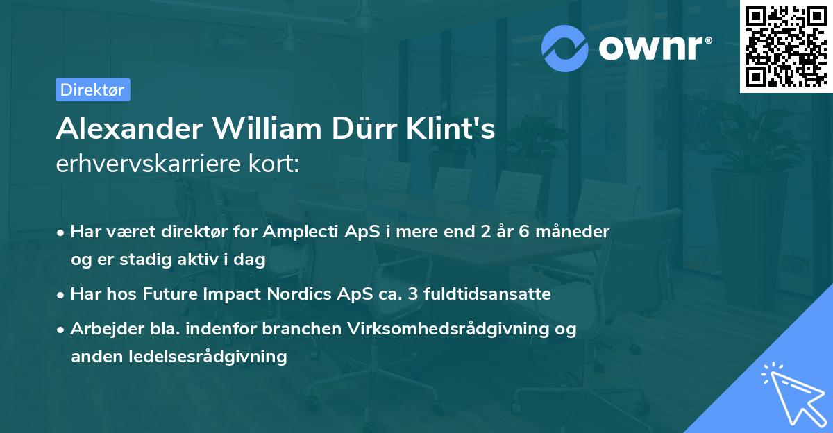 Alexander William Dürr Klint's erhvervskarriere kort