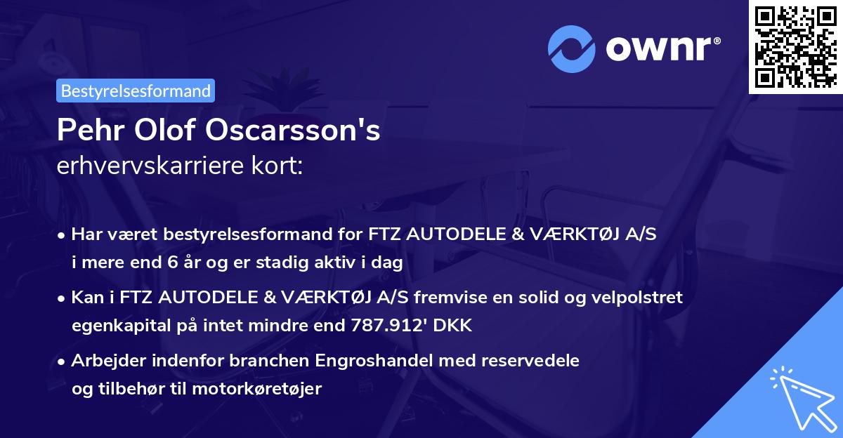 Pehr Olof Oscarsson's erhvervskarriere kort