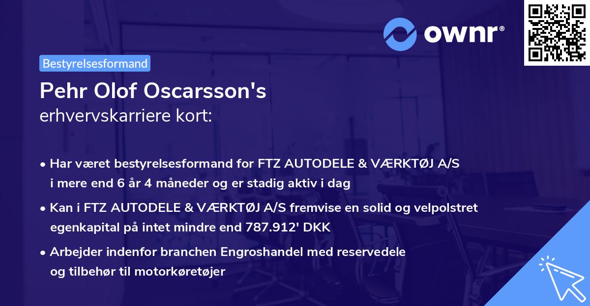 Pehr Olof Oscarsson's erhvervskarriere kort