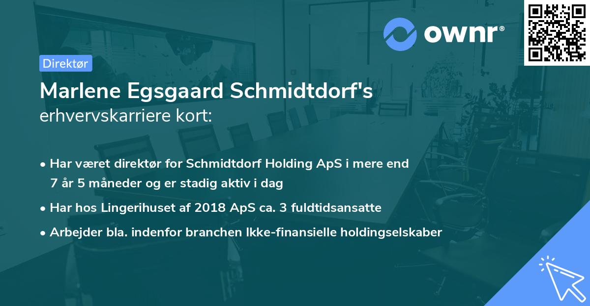 Marlene Egsgaard Schmidtdorf's erhvervskarriere kort