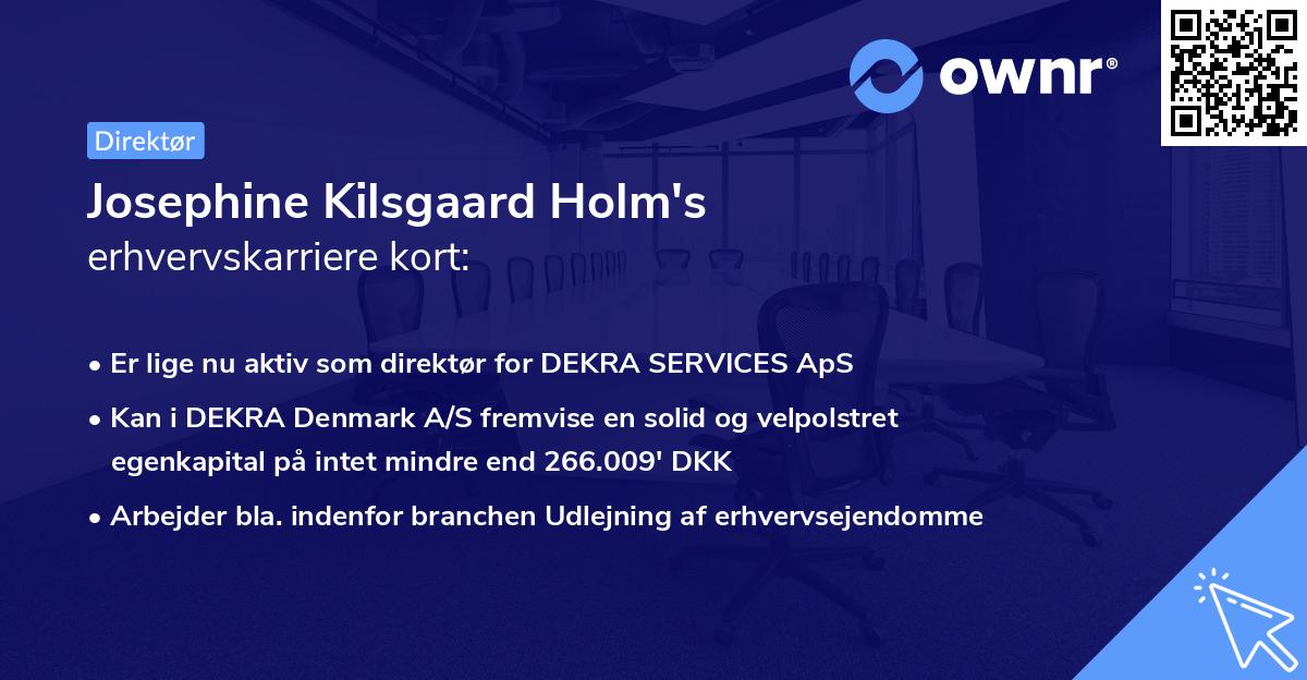 Josephine Kilsgaard Holm's erhvervskarriere kort