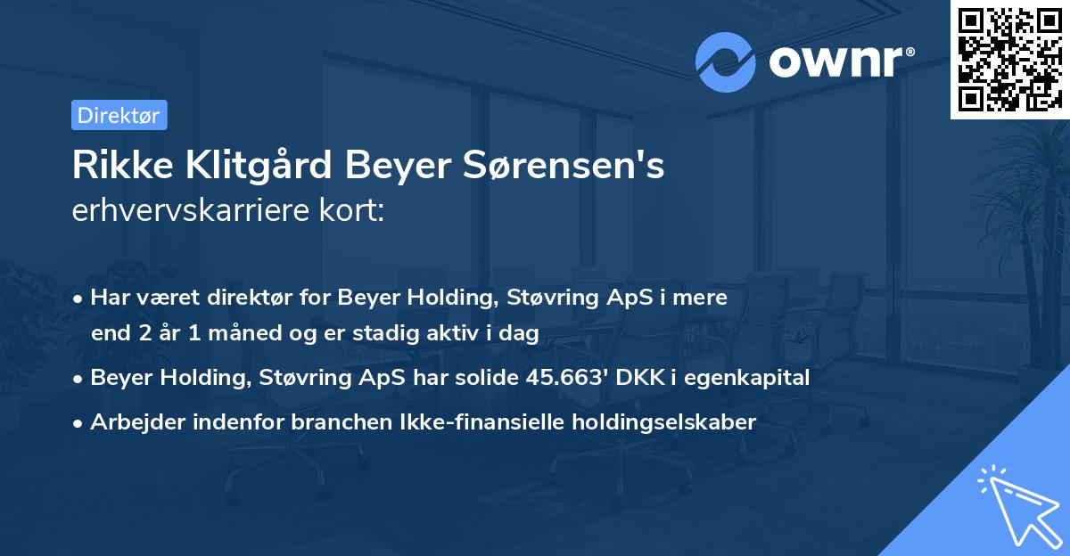 Rikke Klitgård Beyer Sørensen's erhvervskarriere kort