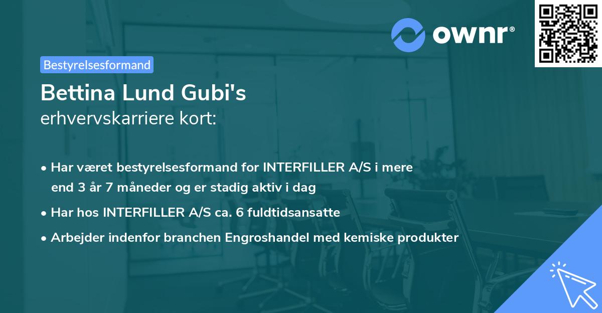 Bettina Lund Gubi's erhvervskarriere kort