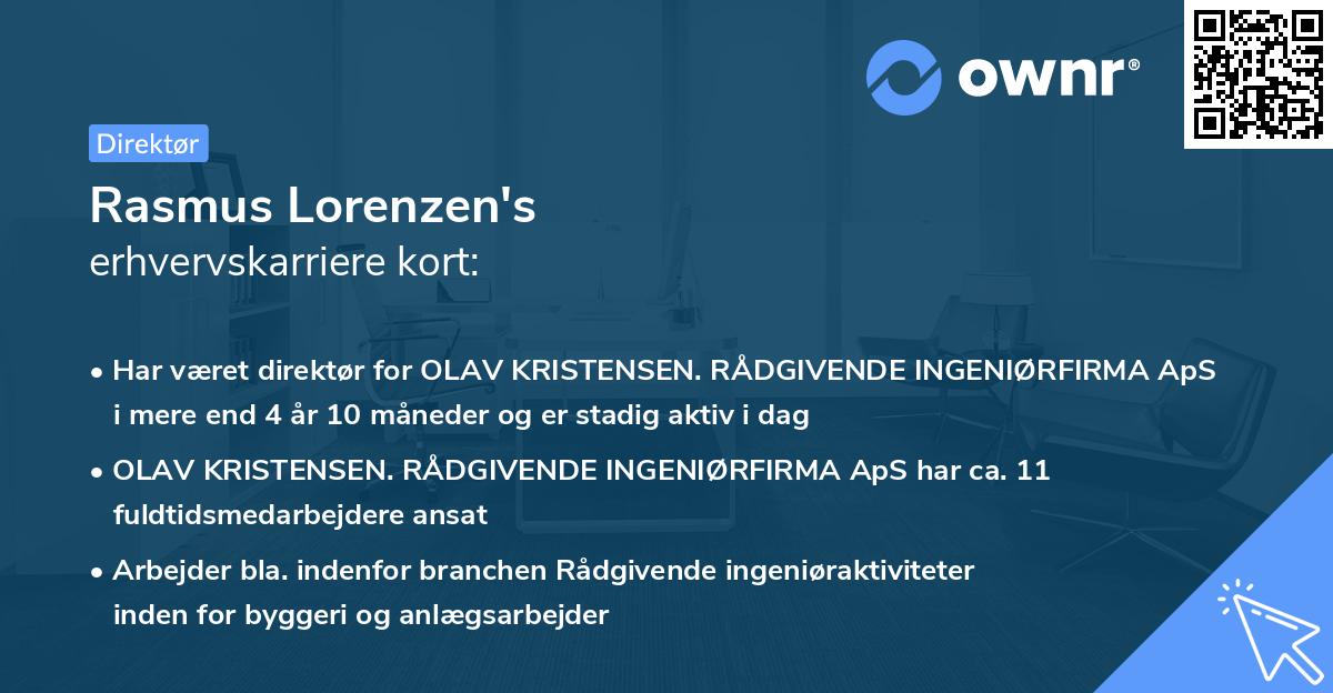 Rasmus Lorenzen's erhvervskarriere kort