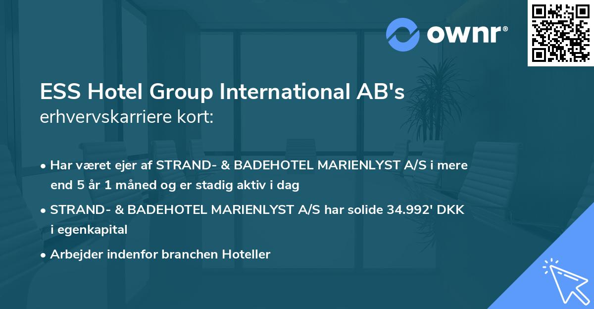 ESS Hotel Group International AB's erhvervskarriere kort