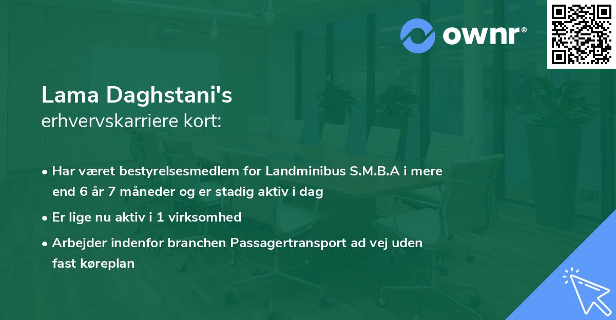 Lama Daghstani's erhvervskarriere kort