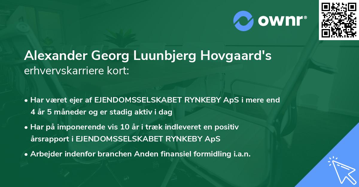 Alexander Georg Luunbjerg Hovgaard's erhvervskarriere kort