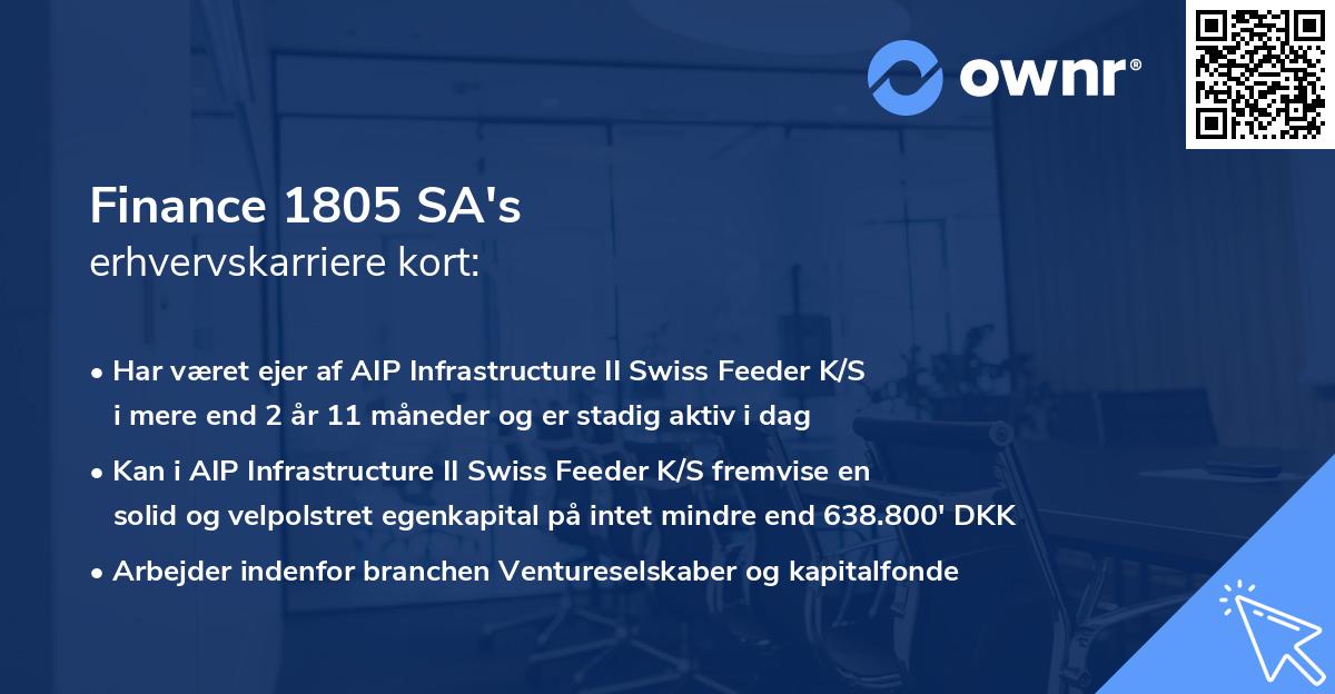 Finance 1805 SA's erhvervskarriere kort