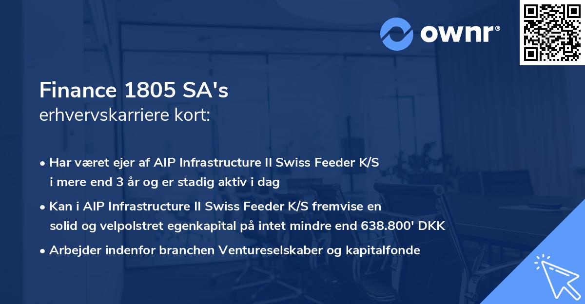 Finance 1805 SA's erhvervskarriere kort