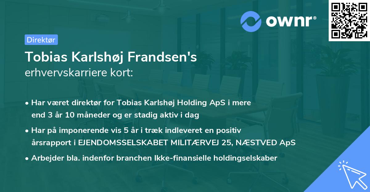 Tobias Karlshøj Frandsen's erhvervskarriere kort