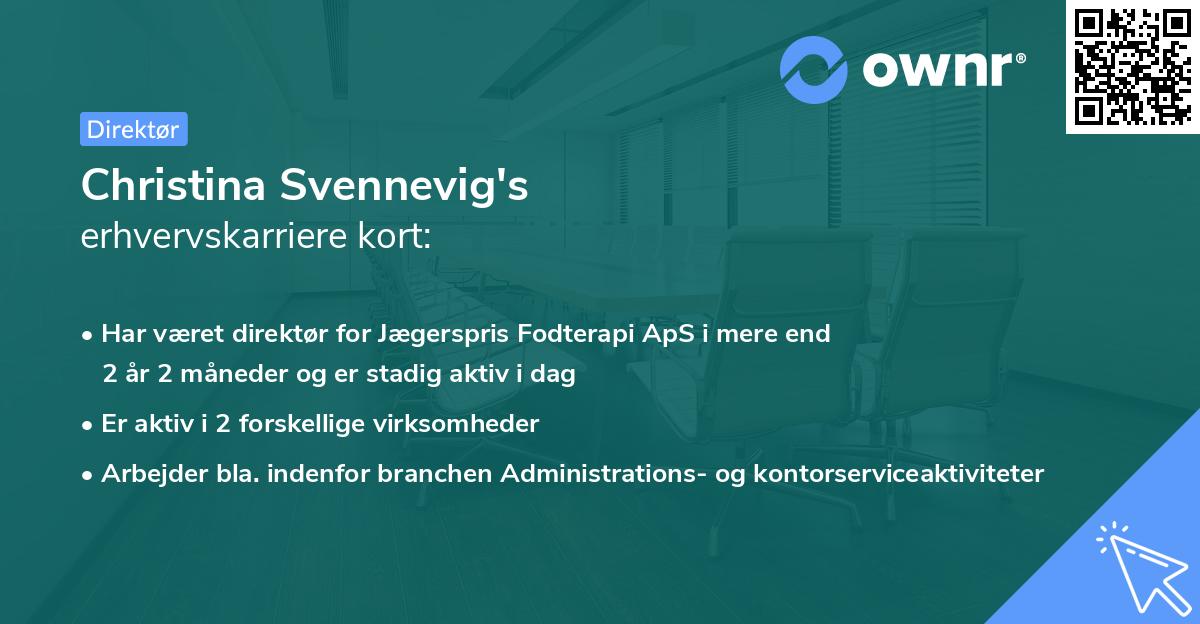 Christina Svennevig's erhvervskarriere kort