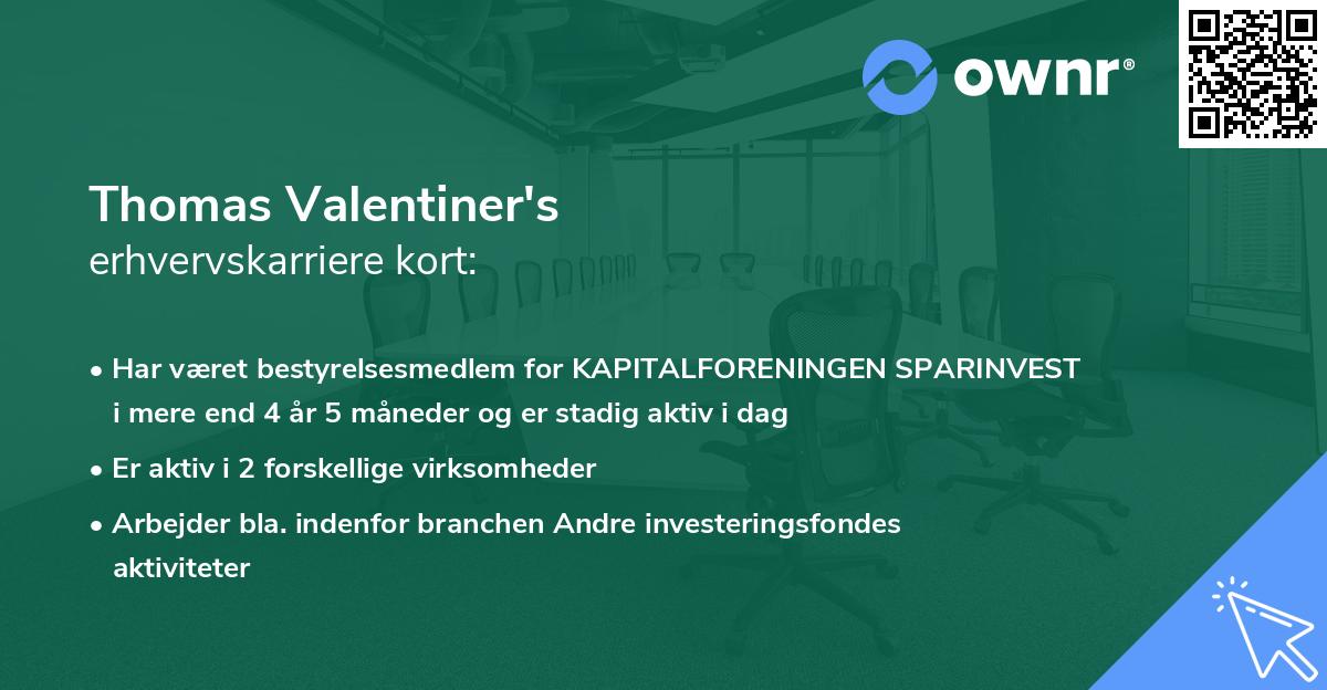 Thomas Valentiner's erhvervskarriere kort