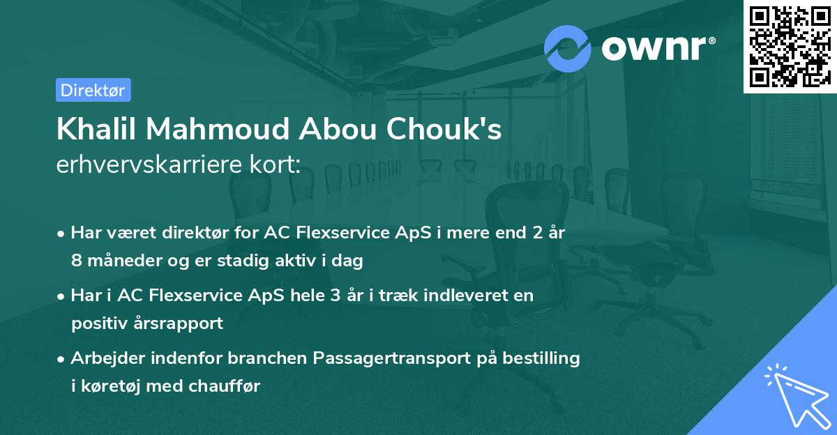 Khalil Mahmoud Abou Chouk's erhvervskarriere kort