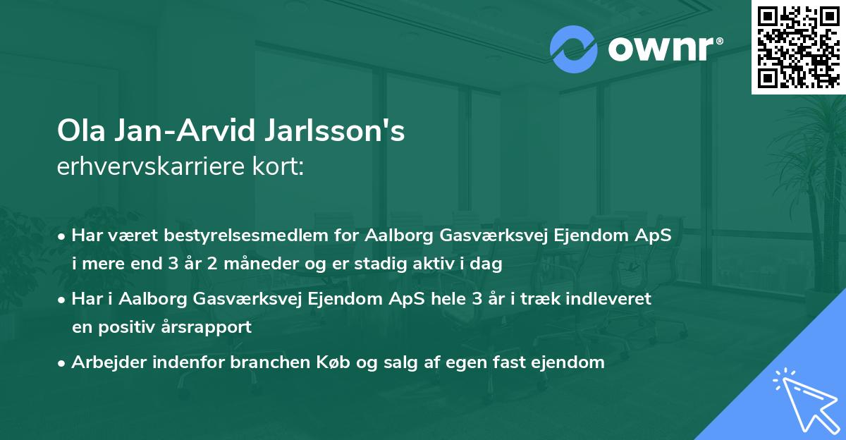 Ola Jan-Arvid Jarlsson's erhvervskarriere kort