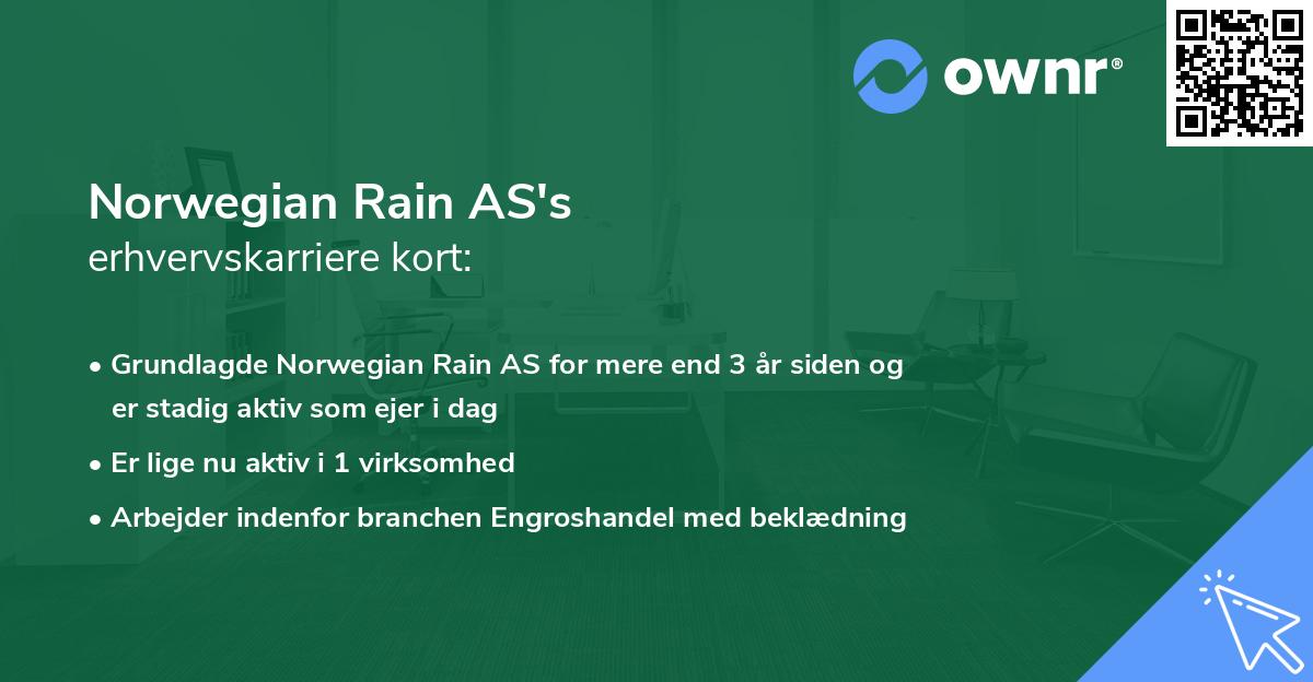 Norwegian Rain AS's erhvervskarriere kort