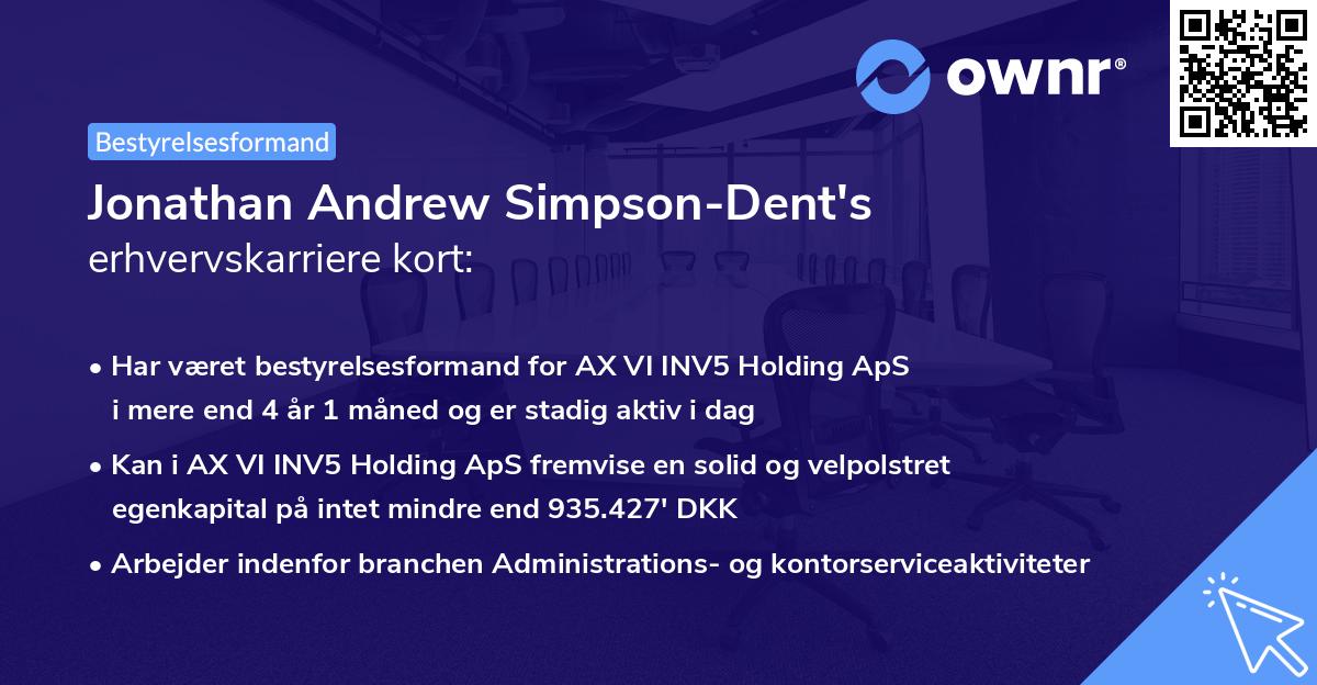 Jonathan Andrew Simpson-Dent's erhvervskarriere kort