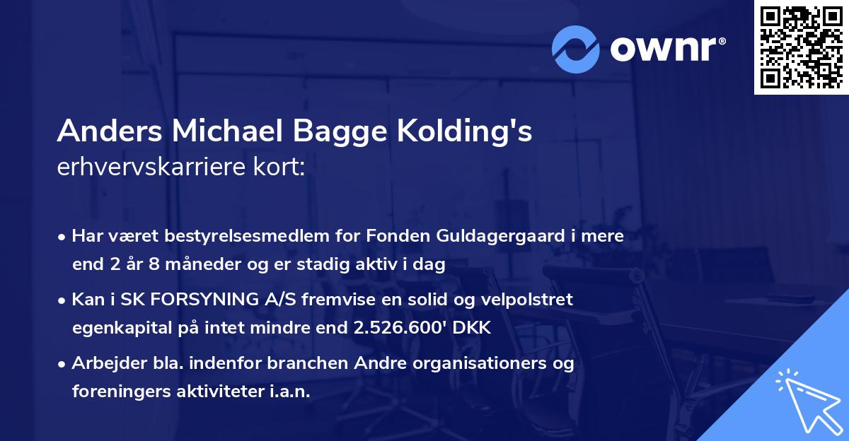 Anders Michael Bagge Kolding's erhvervskarriere kort