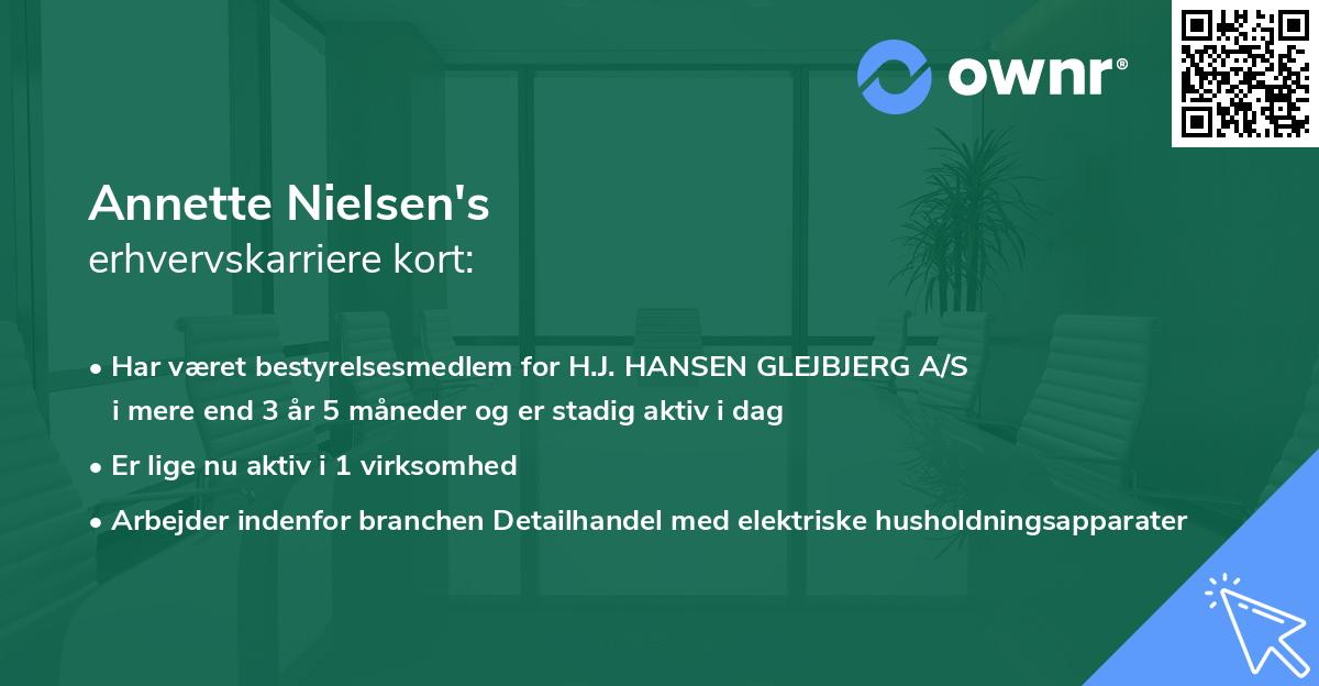 Annette Nielsen's erhvervskarriere kort