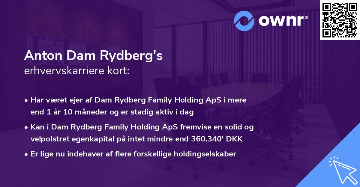 Anton Dam Rydberg's erhvervskarriere kort