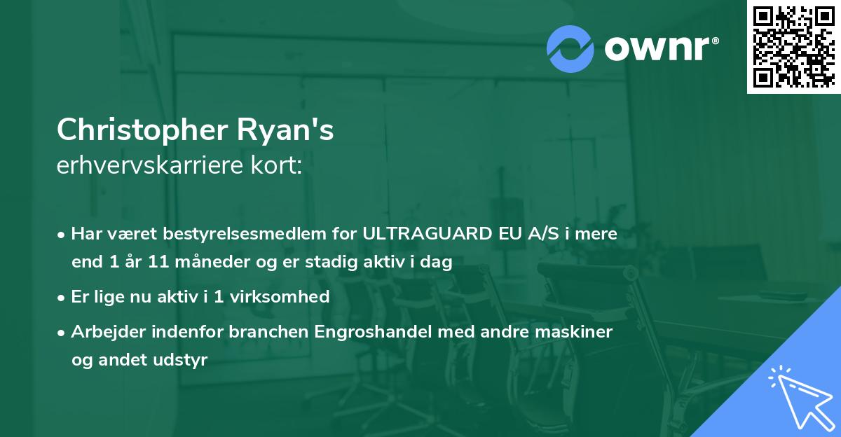 Christopher Ryan's erhvervskarriere kort