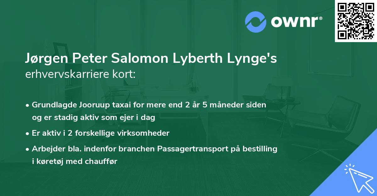 Jørgen Peter Salomon Lyberth Lynge's erhvervskarriere kort