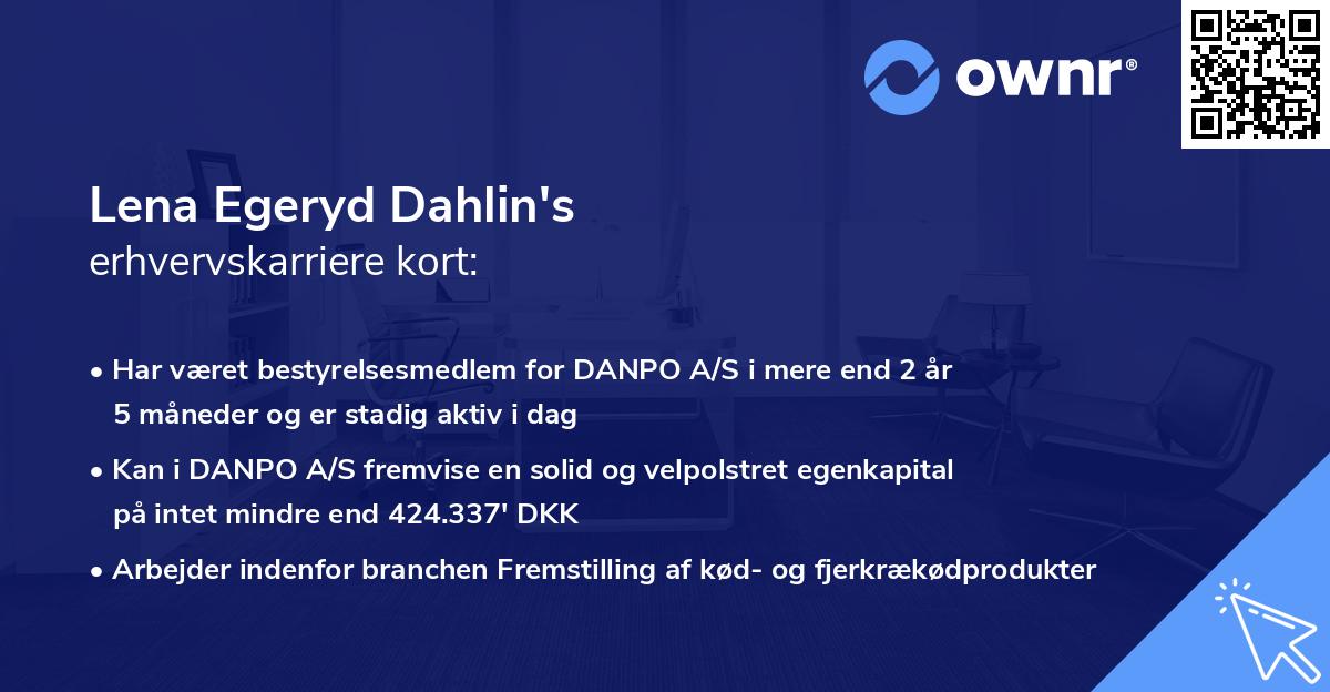 Lena Egeryd Dahlin's erhvervskarriere kort