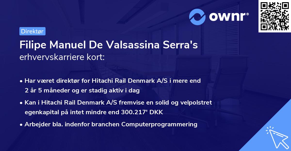 Filipe Manuel De Valsassina Serra's erhvervskarriere kort
