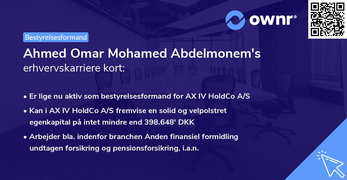 Ahmed Omar Mohamed Abdelmonem's erhvervskarriere kort