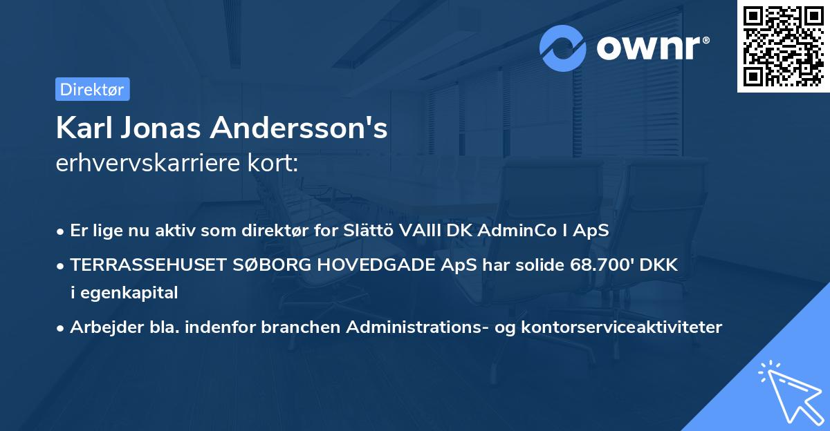 Karl Jonas Andersson's erhvervskarriere kort