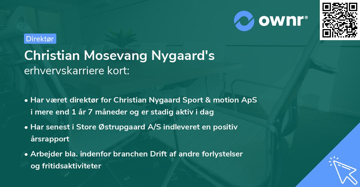 Christian Mosevang Nygaard's erhvervskarriere kort