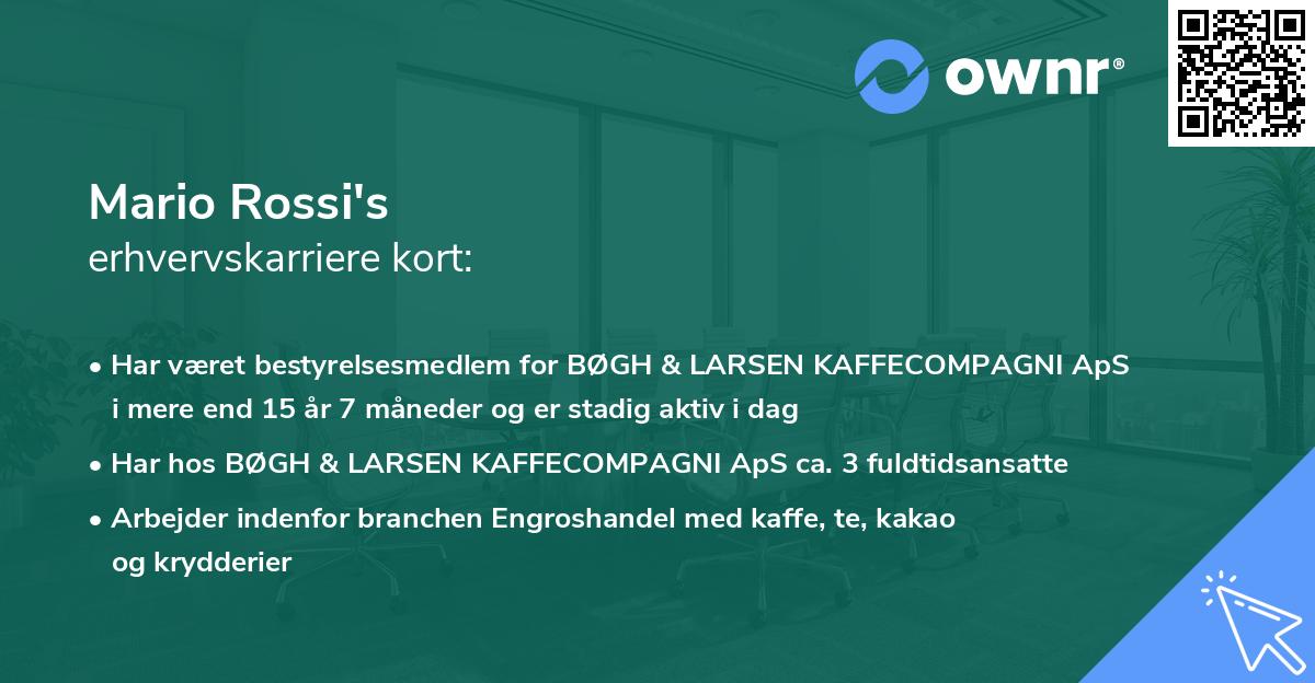 Mario Rossi's erhvervskarriere kort