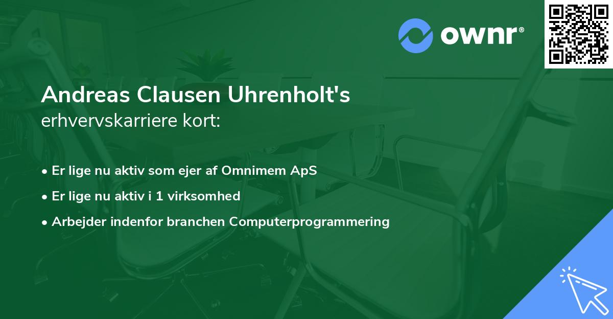 Andreas Clausen Uhrenholt's erhvervskarriere kort
