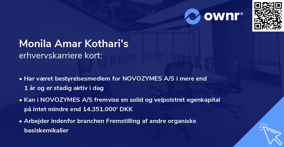 Monila Amar Kothari's erhvervskarriere kort