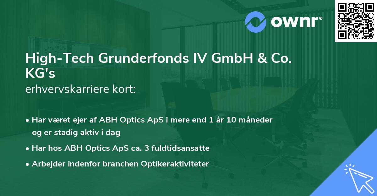 High-Tech Grunderfonds IV GmbH & Co. KG's erhvervskarriere kort