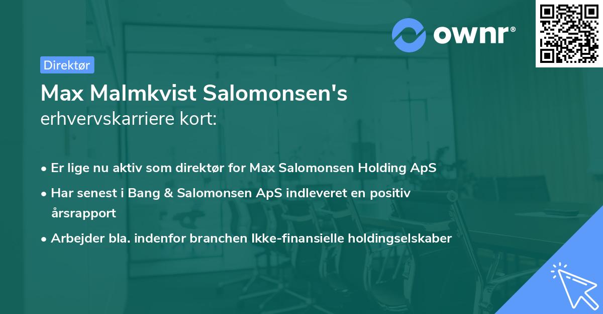 Max Malmkvist Salomonsen's erhvervskarriere kort