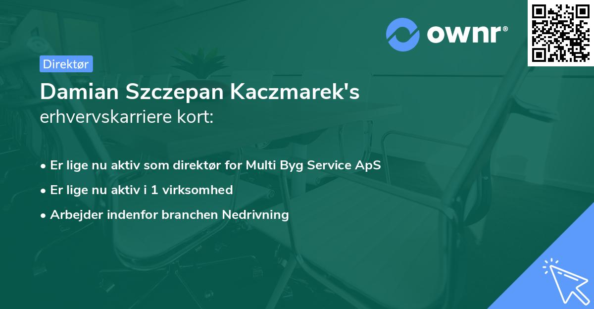 Damian Szczepan Kaczmarek's erhvervskarriere kort